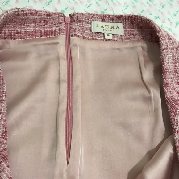 NWOT Laura Pink High Waisted Tweed Boucle Pencil Skirt Plus Size 16/1X - Picture 5 of 11